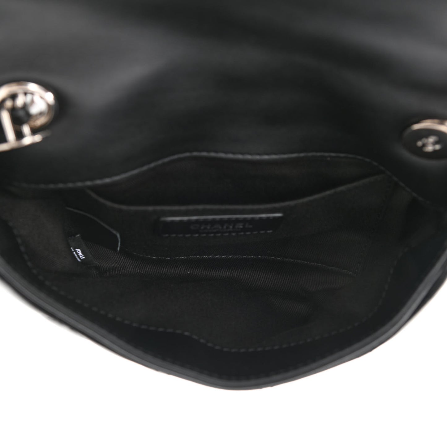 Calfskin Quilted CC Uniform Flap Belt Bag Black