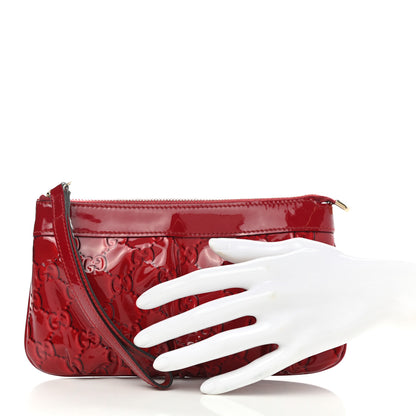 Gucci Patent Guccissima Wristlet Pouch Red 2 of 8