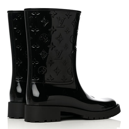 Louis Vuitton Rubber Embossed Monogram Drops Flat Half Boots 41 Black 4 of 10