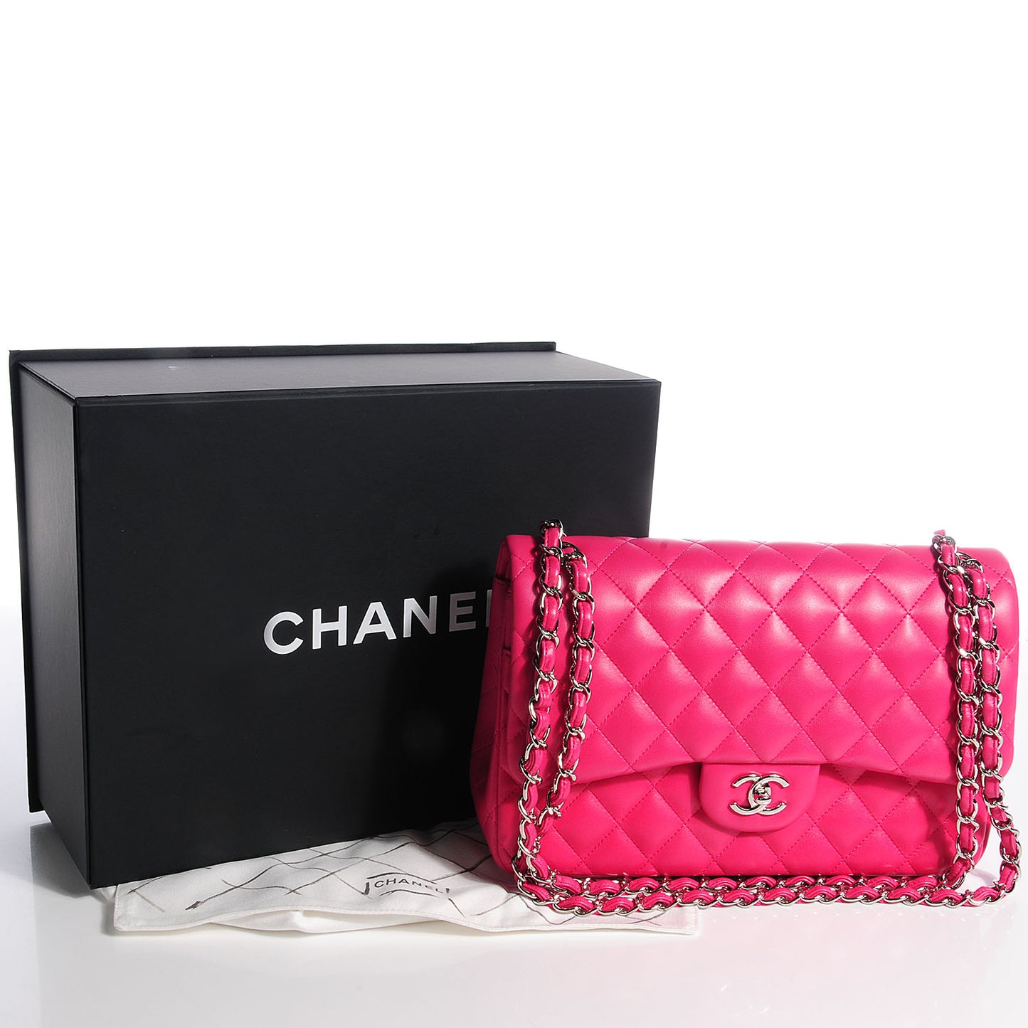 Lambskin Quilted Jumbo Double Flap Dark Pink