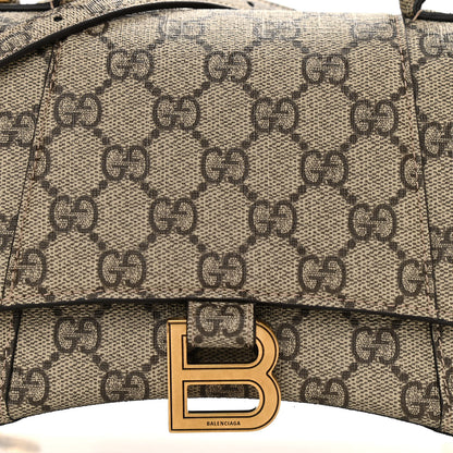 Balenciaga X GUCCI GG Supreme Monogram Small Hourglass Top Handle Bag Beige Ebony 9 of 12