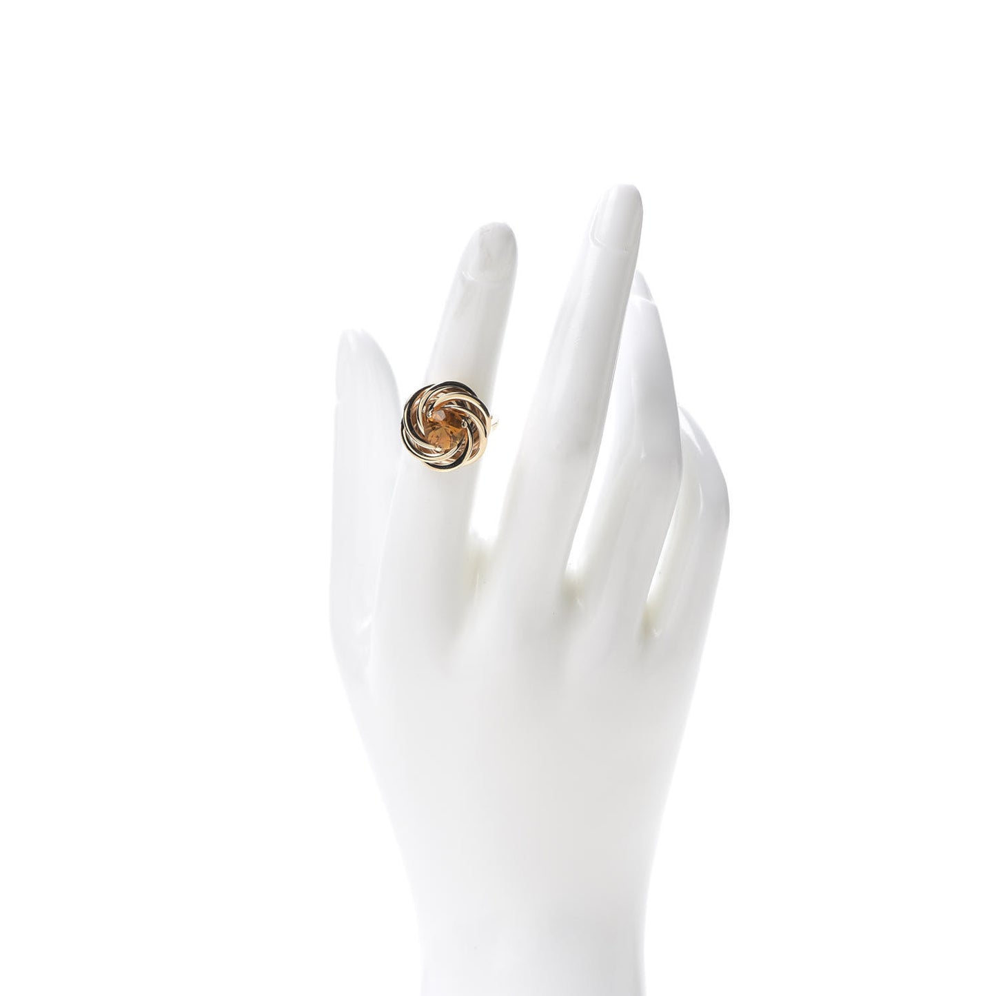 18K Yellow Gold Citrine Round Circle Ring 50 5.5