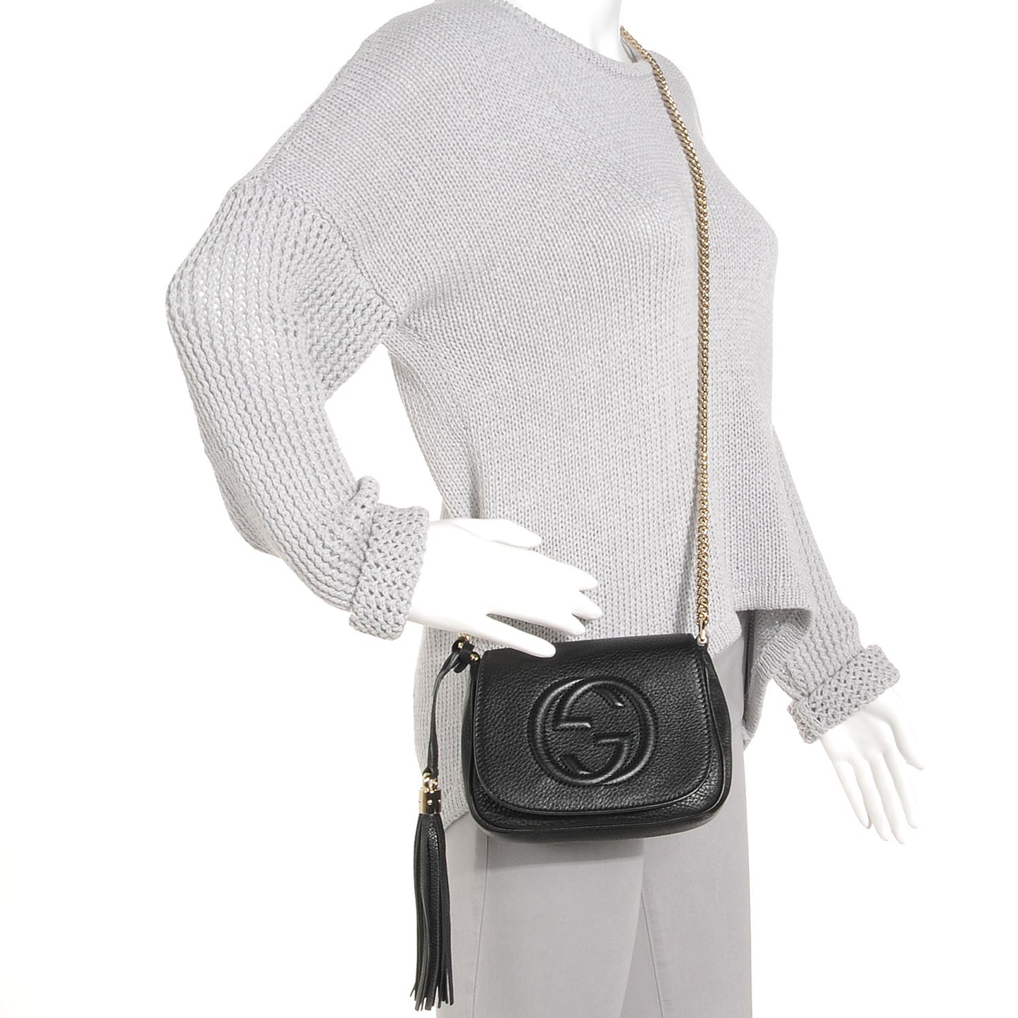 Pebbled Calfskin Small Soho Flap Crossbody Black
