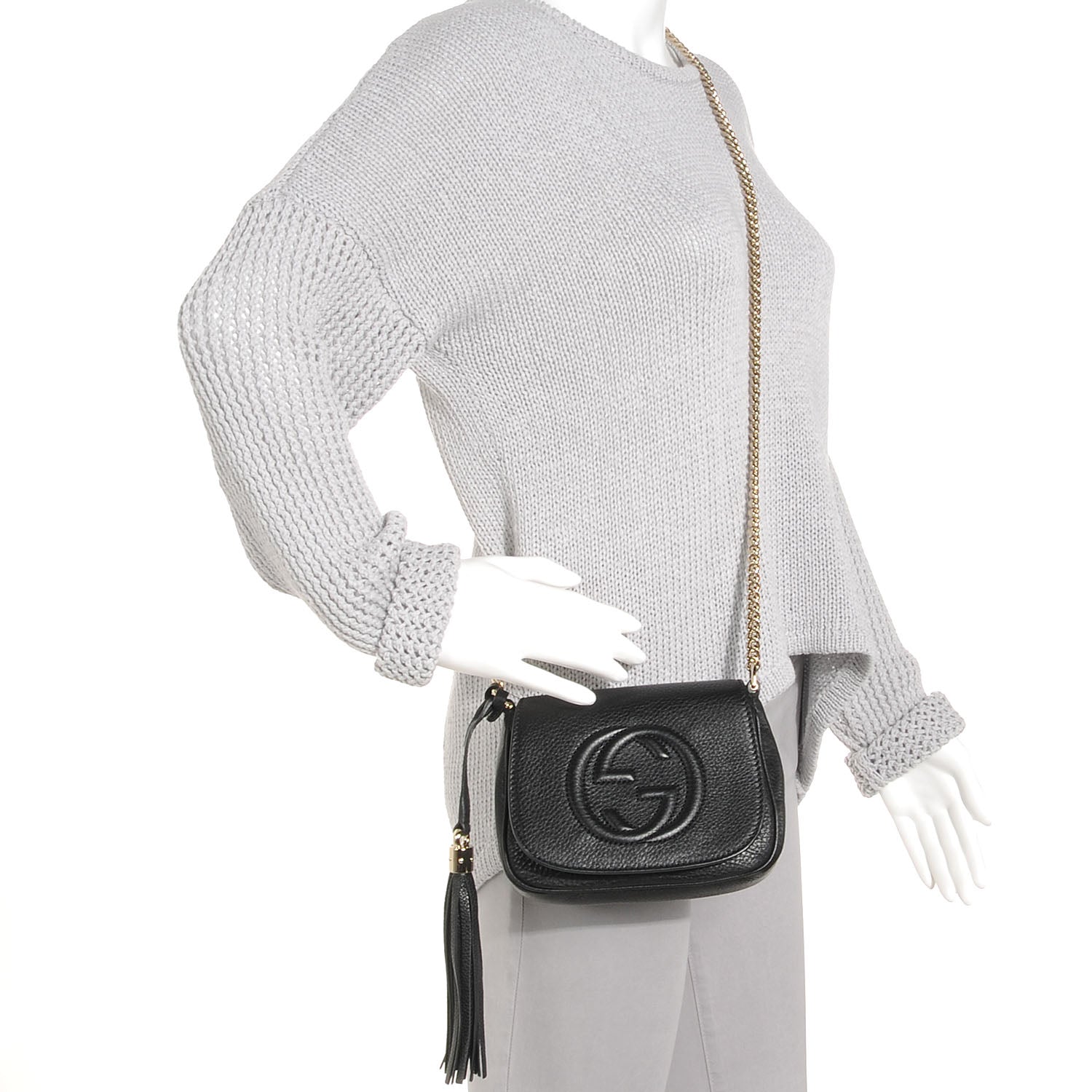 Gucci Pebbled Calfskin Small Soho Flap Crossbody Black 2 of 8