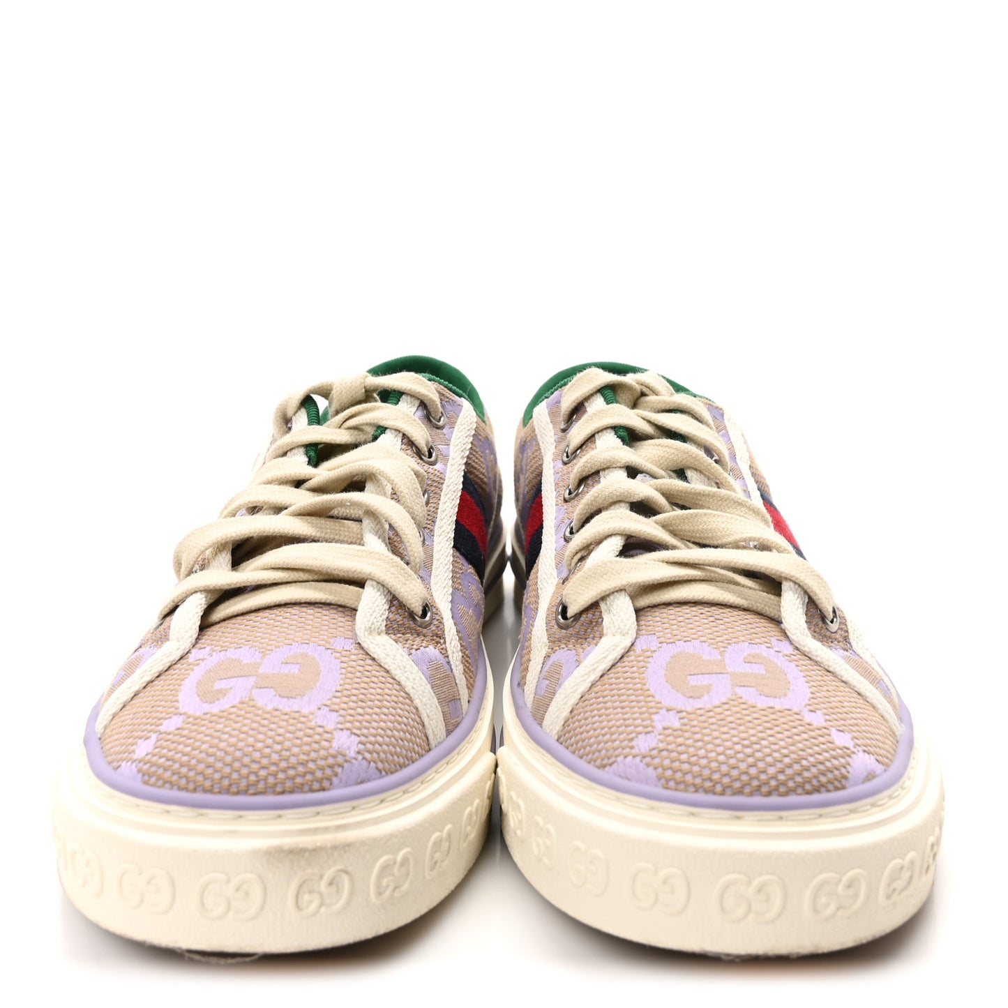 Monogram Jumbo GG Web Womens 1977 Tennis Sneakers 40.5 Beige Lapis Mystic White