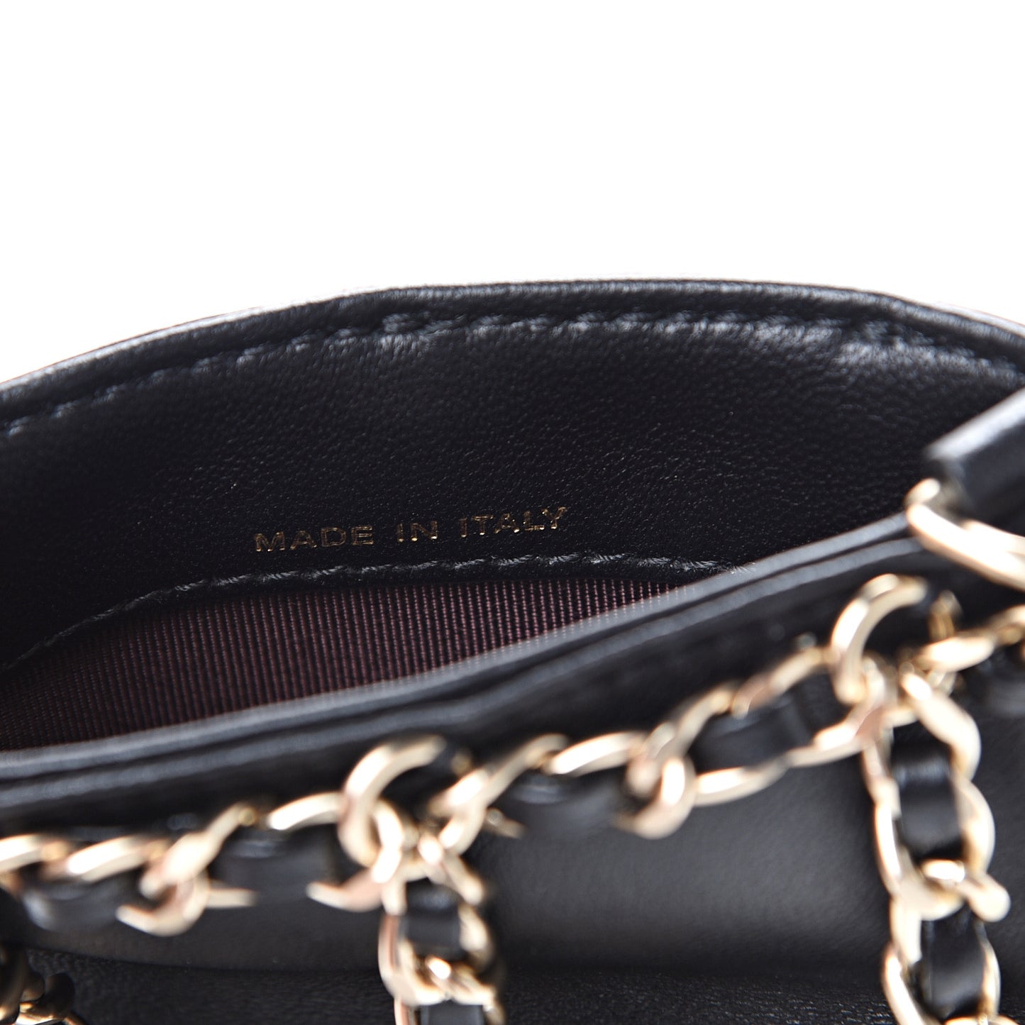 Lambskin Tech Me Out Clutch With Chain Black