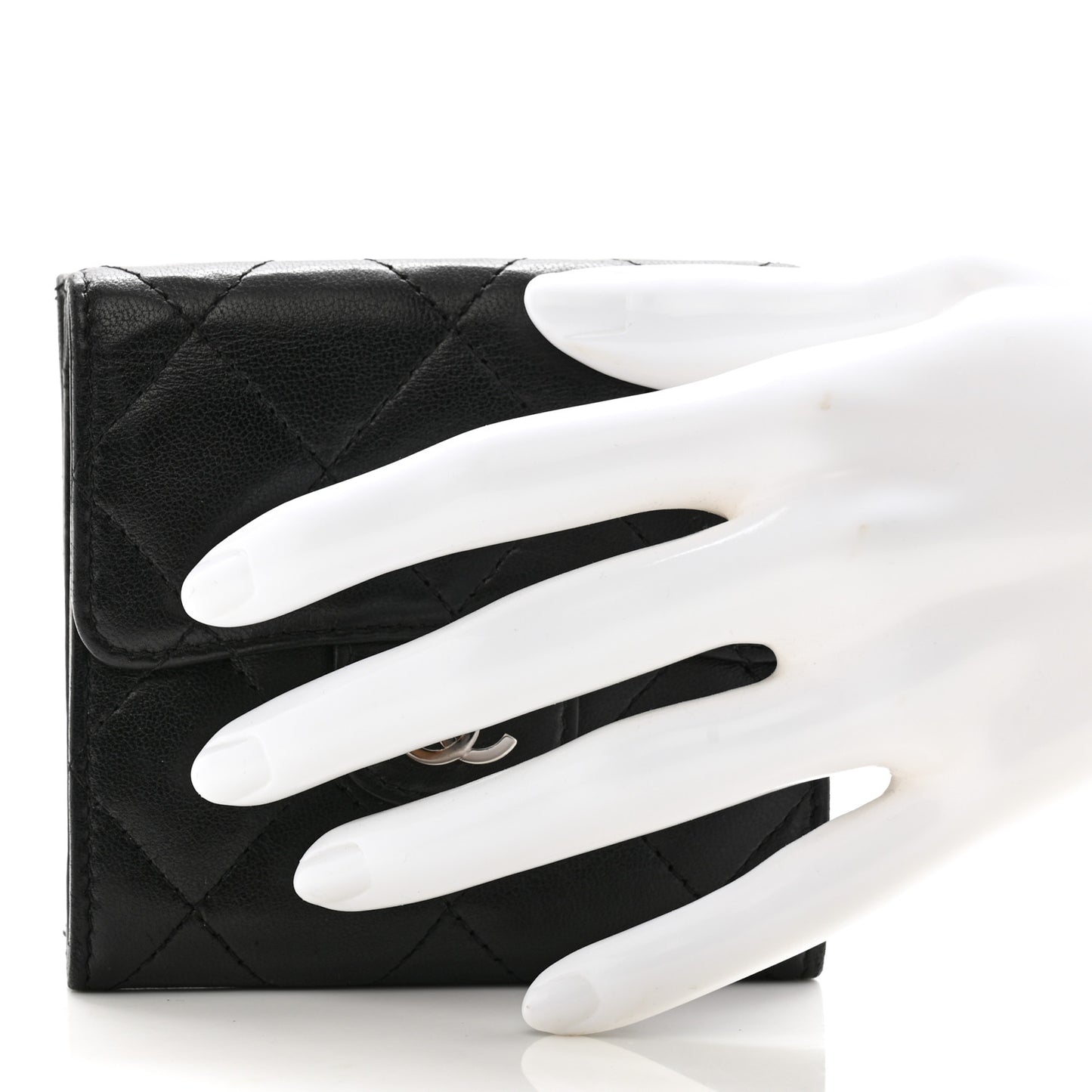 Lambskin Quilted Double Sided Wallet Black