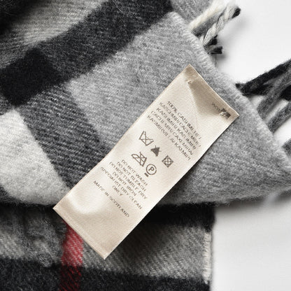 Burberry Cashmere Giant Check Fringe Scarf Grey 5 of 5