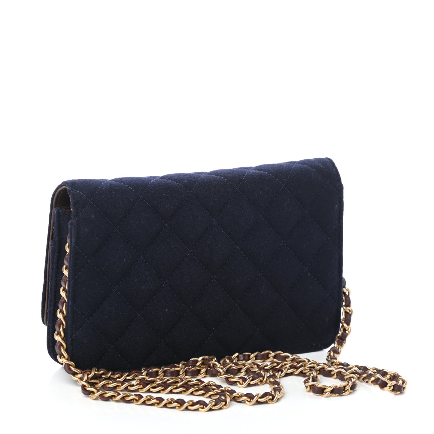Felt Quilted Paris-Hamburg Charms Wallet On Chain WOC Dark Navy