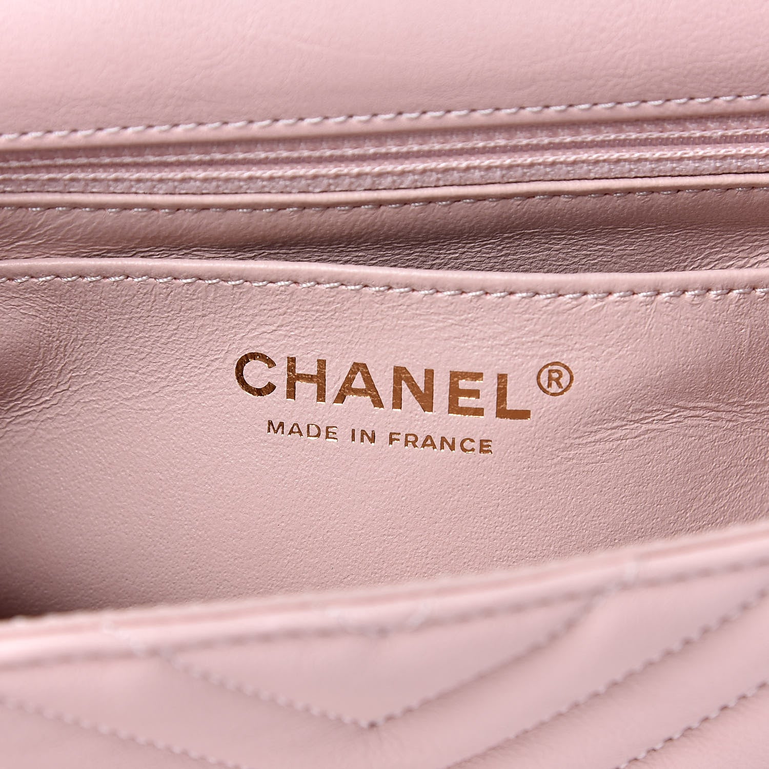 Chanel Calfskin Chevron Quilted Mini Rectangular Flap Light Pink 6 of 12
