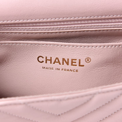 Chanel Calfskin Chevron Quilted Mini Rectangular Flap Light Pink 6 of 12