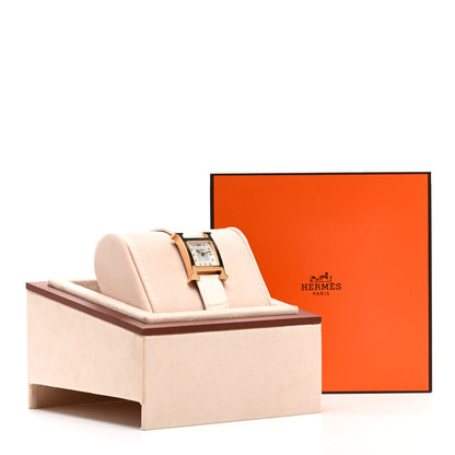 Hermes Stainless Steel Alligator Diamond Mother of Pearl 21mm Heure H Hour Quartz Watch Blanc 5 of 5