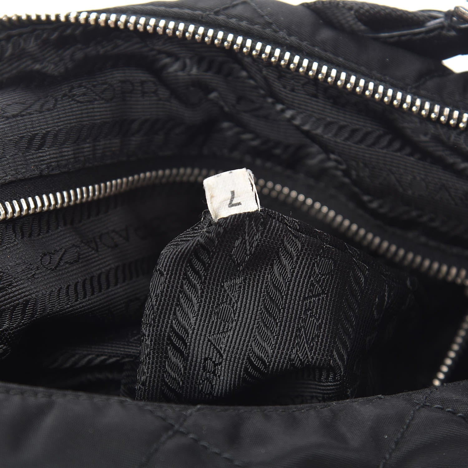 Prada Nylon Tessuto Impuntu Quilted Shoulder Bag Black 7 of 11