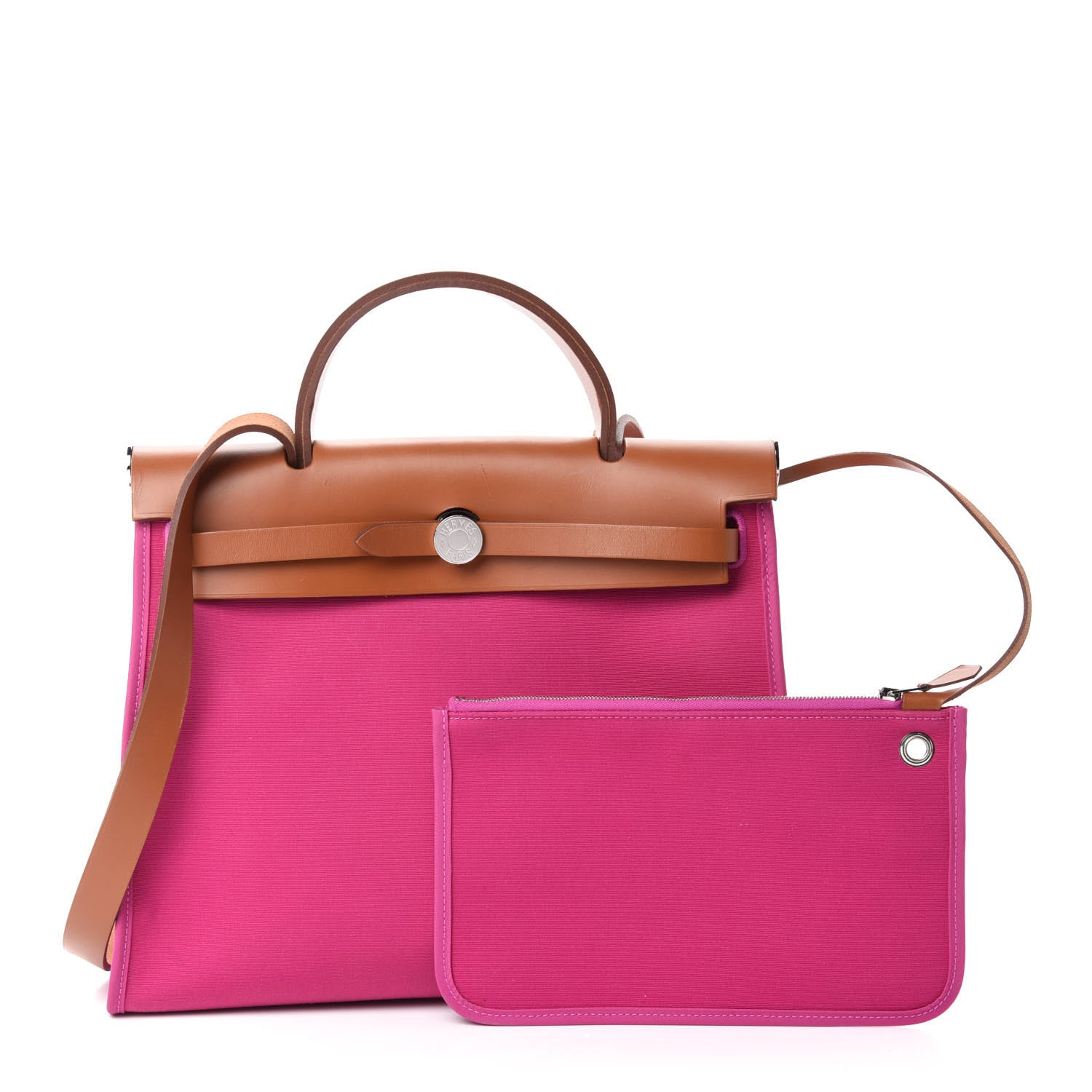 Hermes Vache Hunter Toile Herbag Zip 31 PM Magnolia Fauve 1 of 11