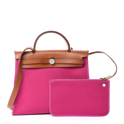 Hermes Vache Hunter Toile Herbag Zip 31 PM Magnolia Fauve 1 of 11