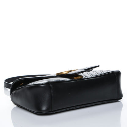 Gucci Calfskin Matelasse Small GG Marmont Shoulder Bag Black 4 of 7