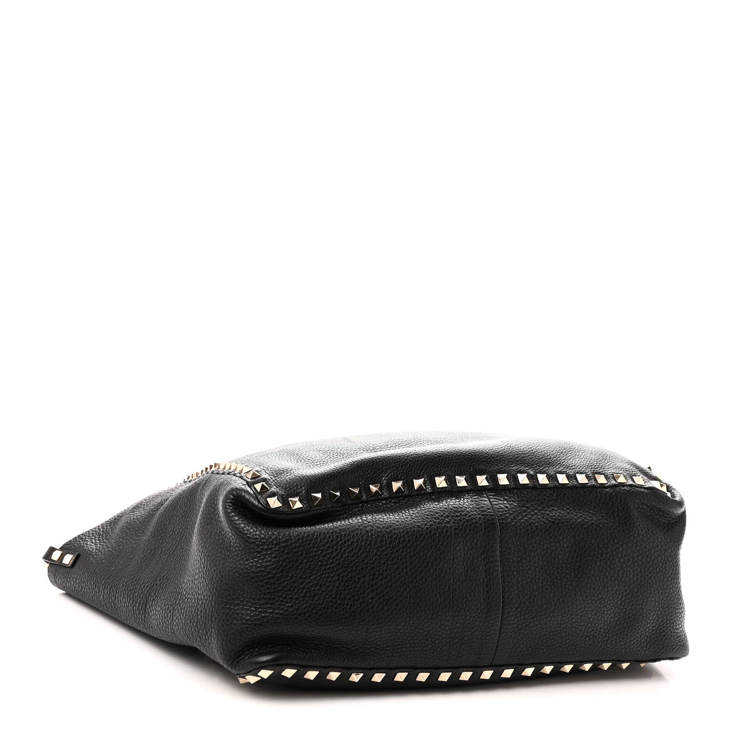 Grained Calfskin Medium Rockstud Reversible Tote Black Rose Violet