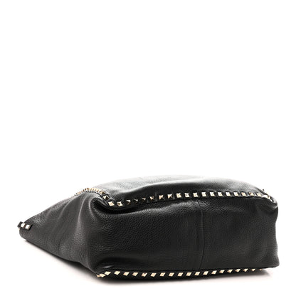 Valentino Garavani Grained Calfskin Medium Rockstud Reversible Tote Black Rose Violet 6 of 16
