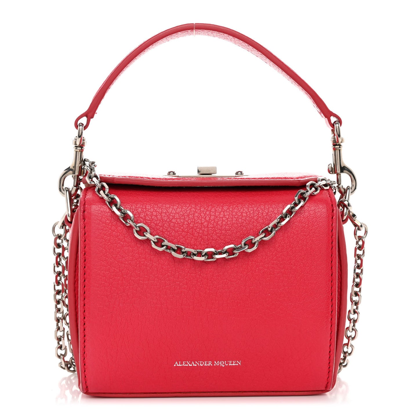Silky Amish Grain Calfskin Box Shoulder Bag 19 Red