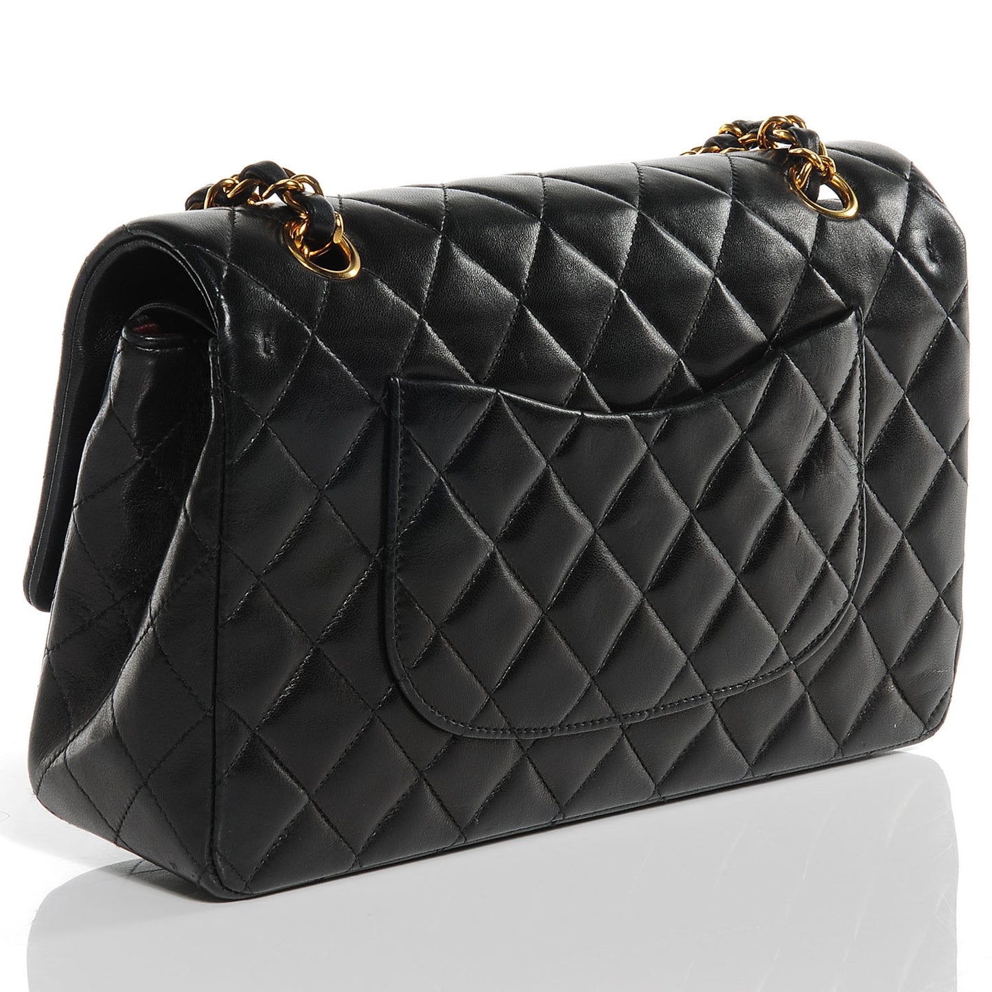 Lambskin Medium Double Flap Black