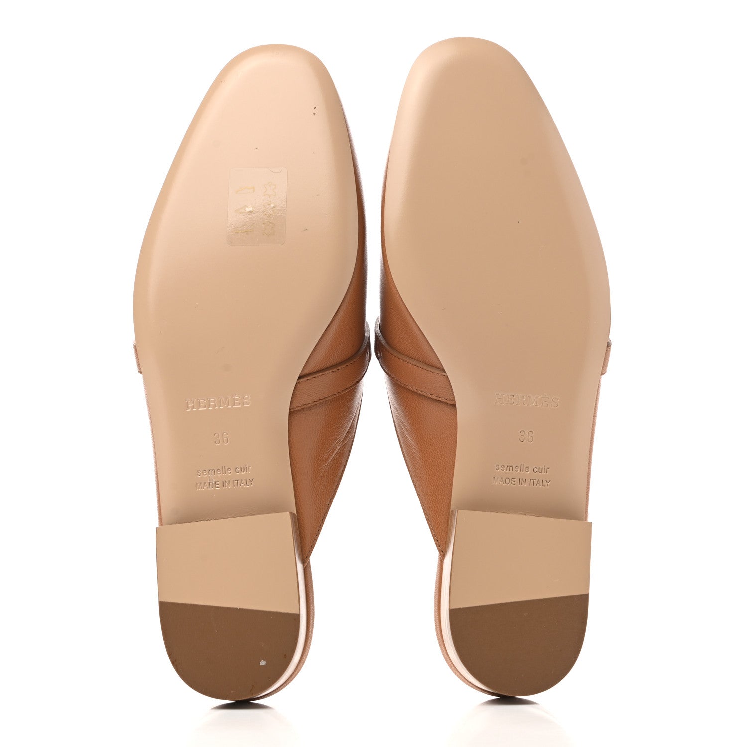 Hermes Cotton Canvas Calfskin Oz Mules 36 Naturel Beige Dore 5 of 9