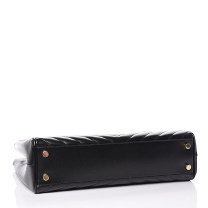 Saint Laurent Grain De Poudre Matelasse Chevron Monogram Shopping Bag Black 4 of 11