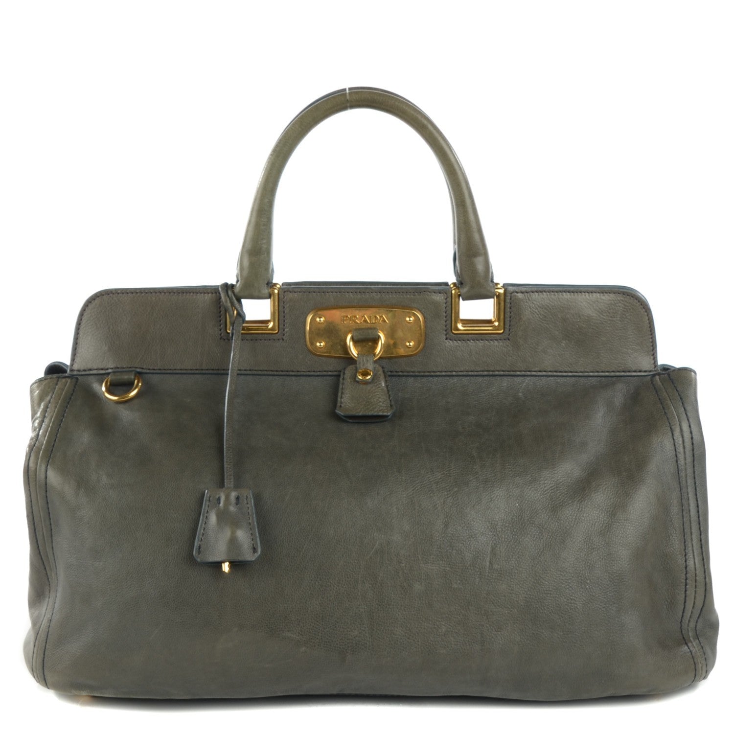 Prada Glace Calf Frame Satchel Avio 1 of 12