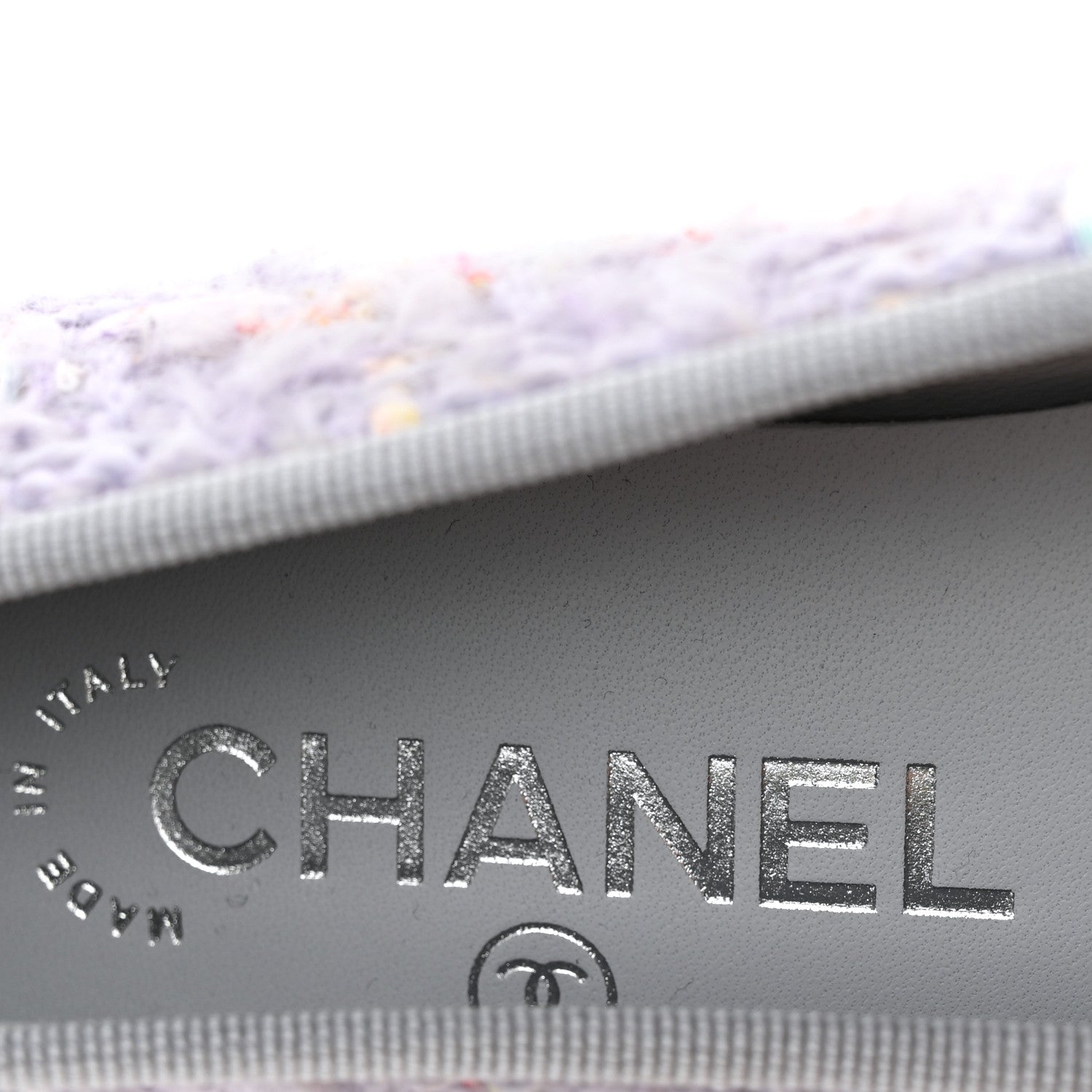Chanel Tweed Lambskin Cap Toe Ballerina Flats 37 Lilac Multicolor 8 of 12