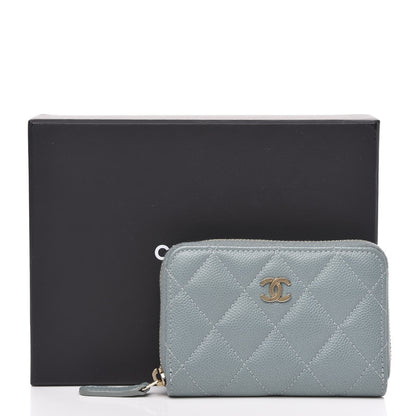 Chanel Iridescent Caviar Quilted Zip Coin Purse Light Blue 8 of 9
