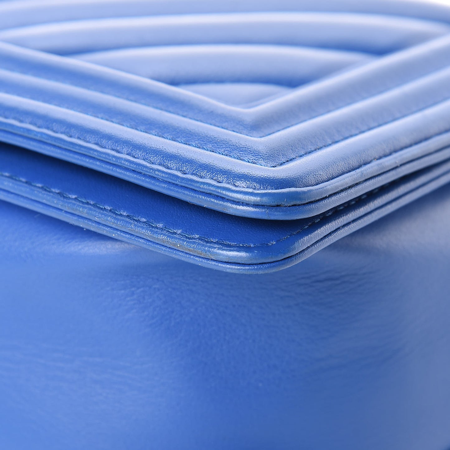 Calfskin Chevron Quilted Medium Boy Flap Blue
