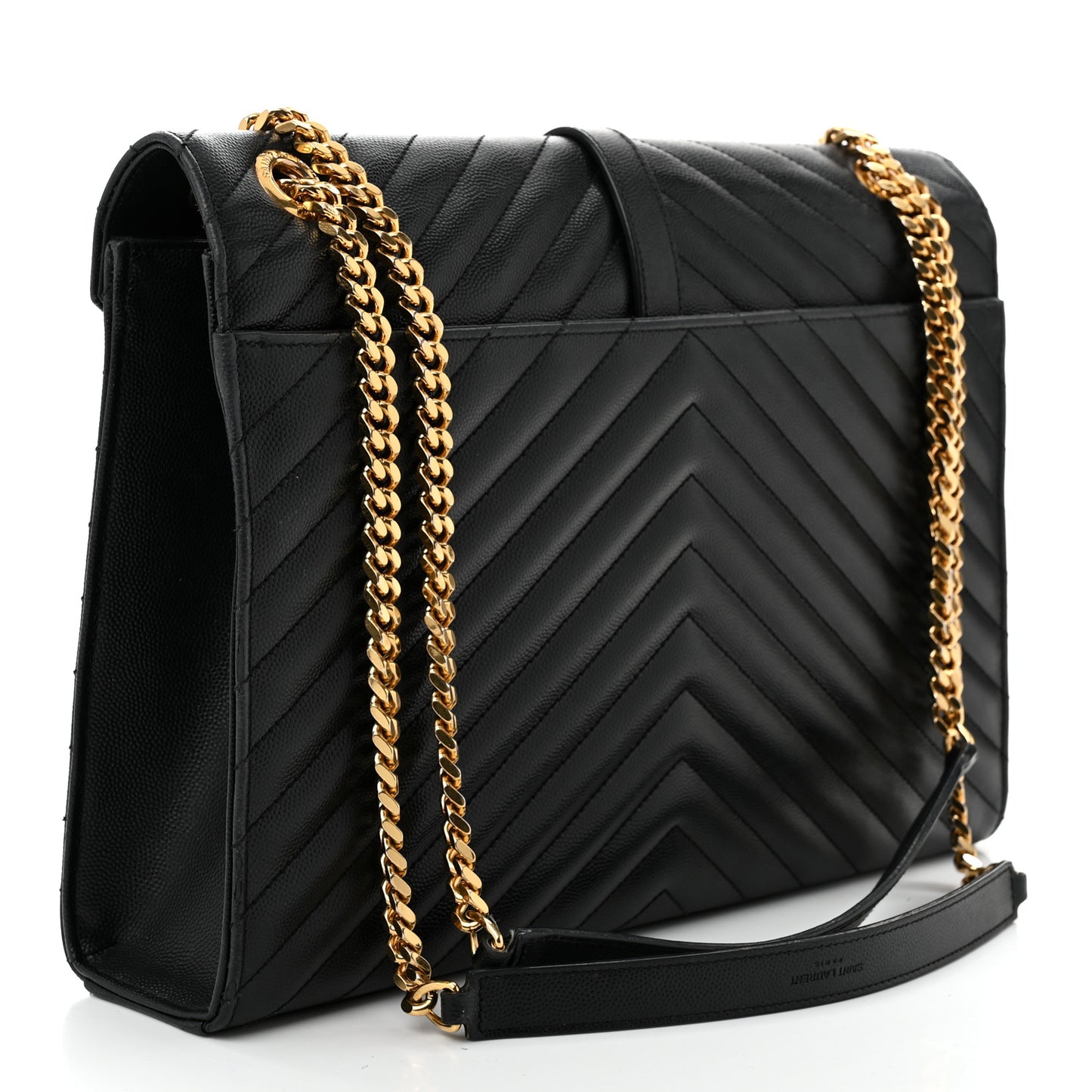 Grain De Poudre Matelasse Chevron Large Monogram Satchel Black