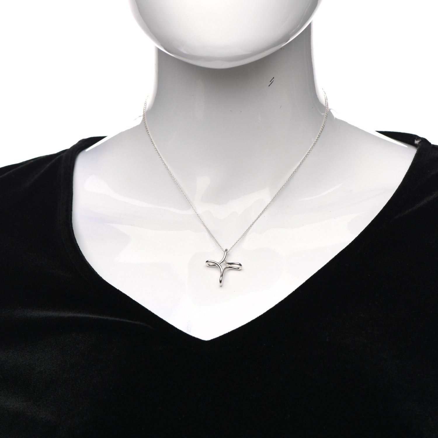 Tiffany Sterling Silver Elsa Peretti Infinity Cross Pendant Necklace 2 of 4