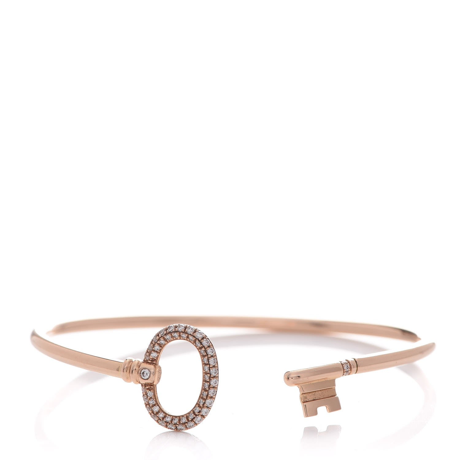 Tiffany 18K Rose Gold Diamond Keys Wire Bracelet 1 of 6