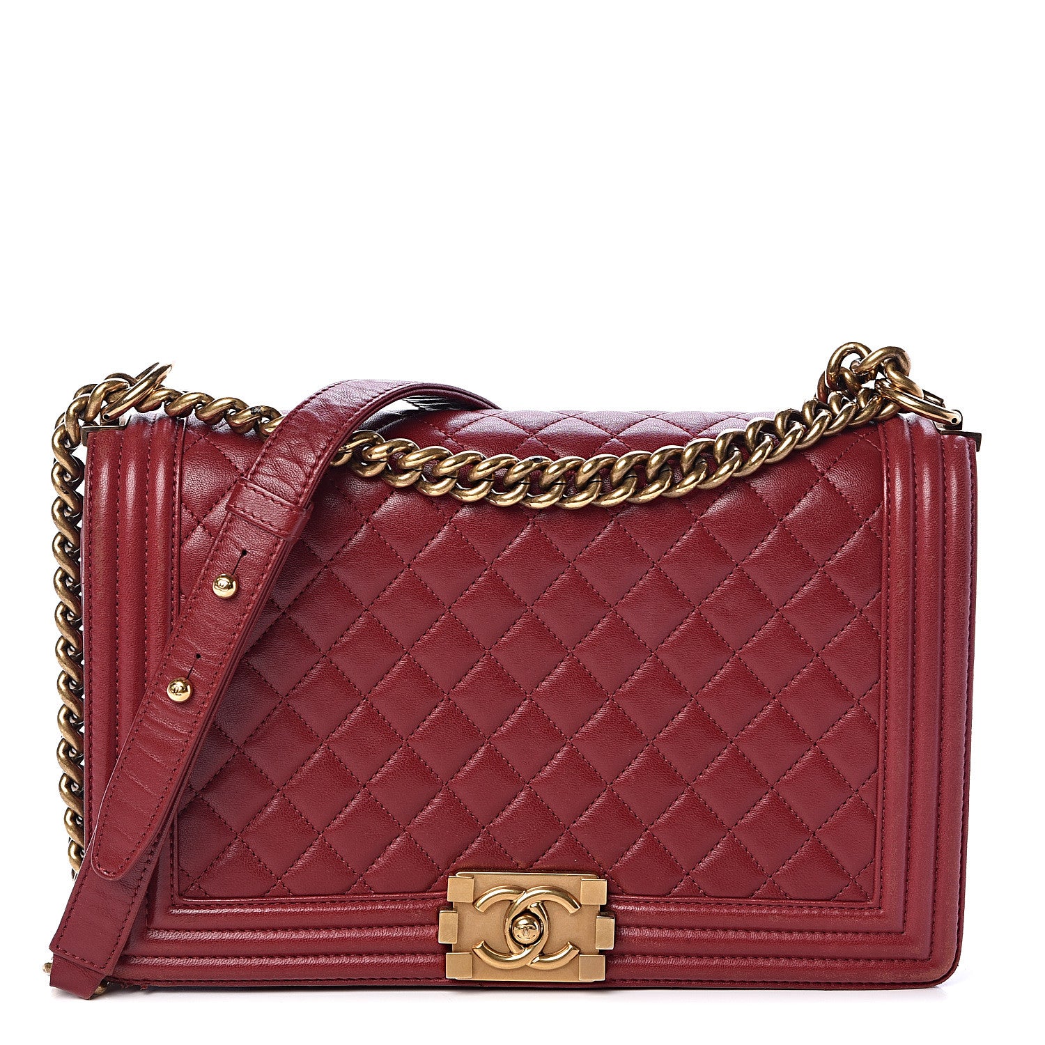 Chanel Lambskin Quilted New Medium Boy Flap Dark Red 1 of 12