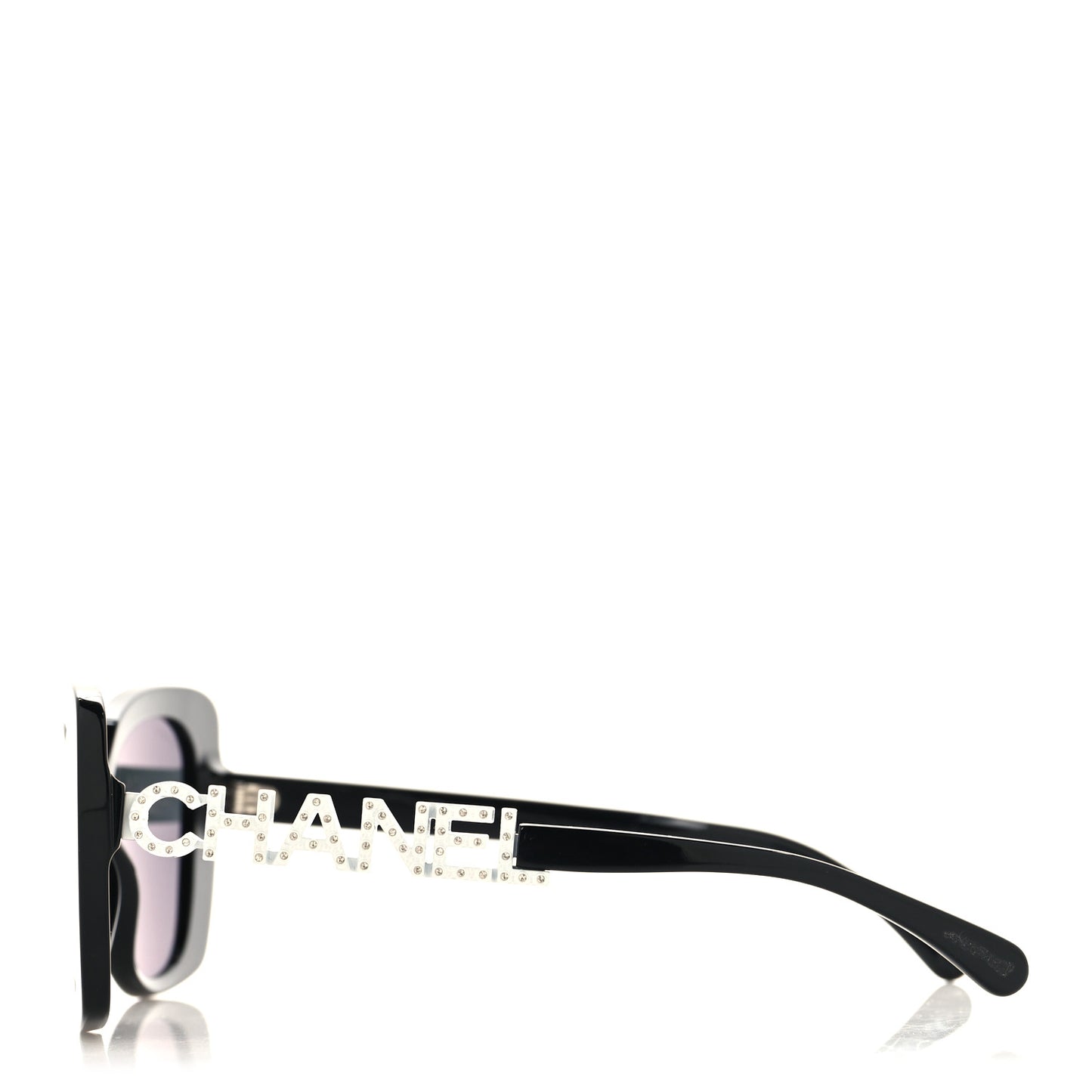 Acetate Strass Square Sunglasses 5422-B Black White
