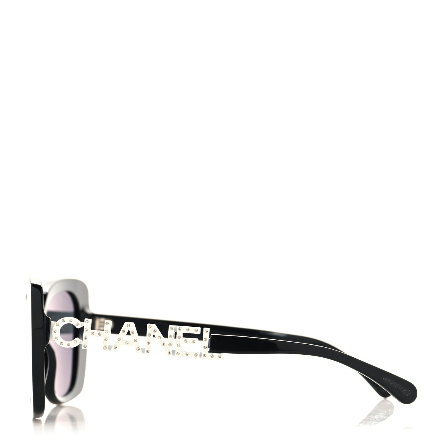 Chanel Acetate Strass Square Sunglasses 5422-B Black White 3 of 7