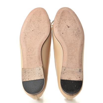 Chanel Lambskin Cap Toe CC Ballerina Flats 36 Beige Black 8 of 18