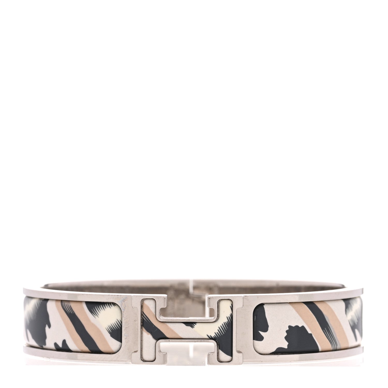 Hermes Enamel Printed Le Chat Carre Narrow Clic Clac H Bracelet PM Lumière 1 of 4