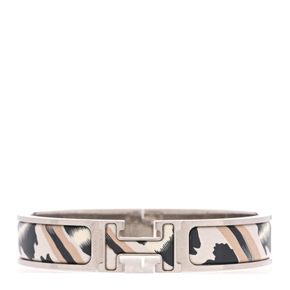 Hermes Enamel Printed Le Chat Carre Narrow Clic Clac H Bracelet PM Lumière 1 of 4