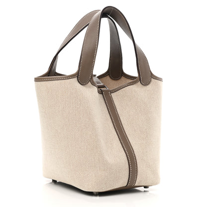 Hermes Toile Swift Picotin 18 PM Etoupe 2 of 9