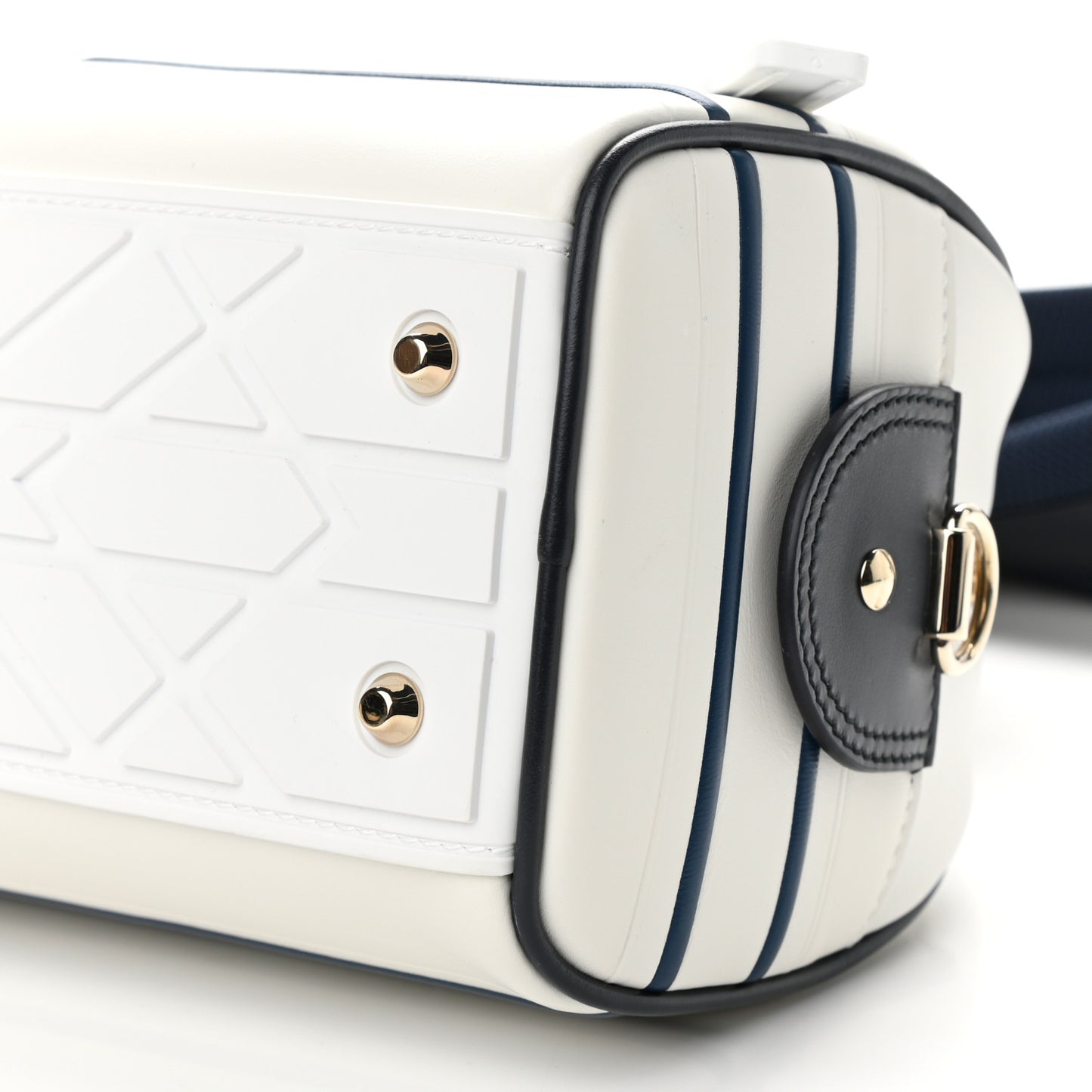 Calfskin Small Dior Vibe Zip Bowling Bag White