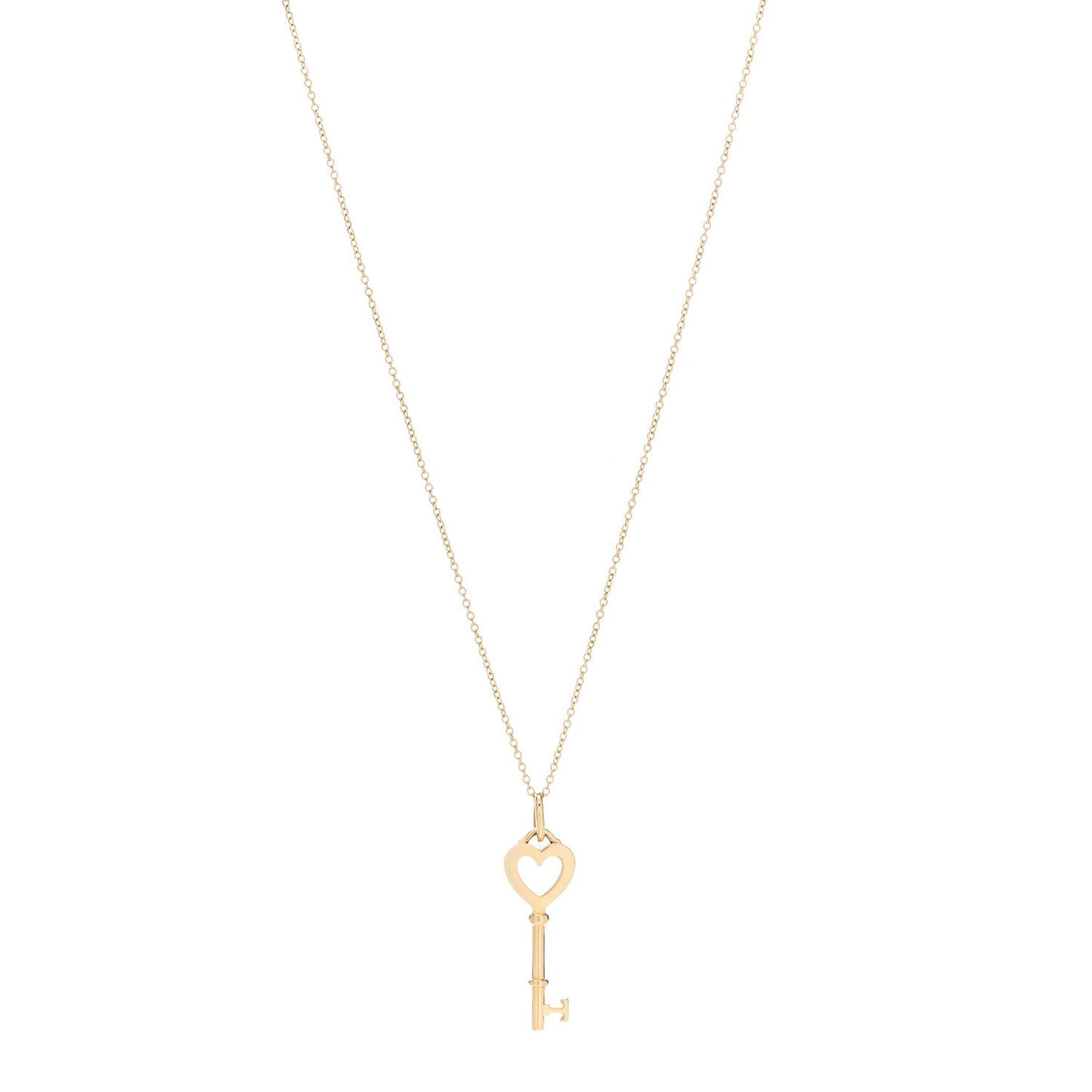 18K Yellow Gold Mini Heart Key Pendant Necklace