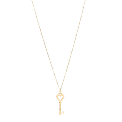 Tiffany 18K Yellow Gold Mini Heart Key Pendant Necklace 1 of 5