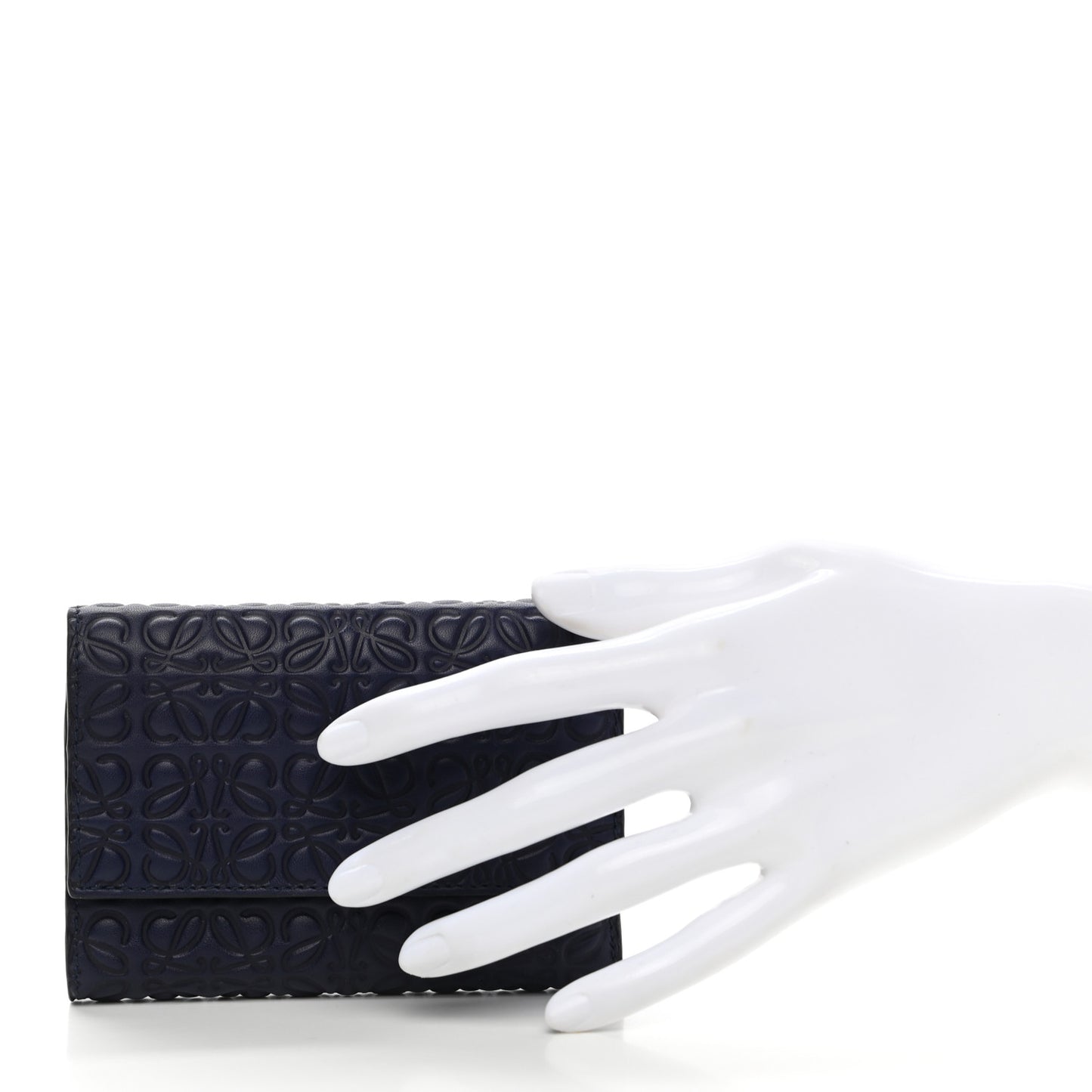 Calfskin Embossed Small Wallet Navy