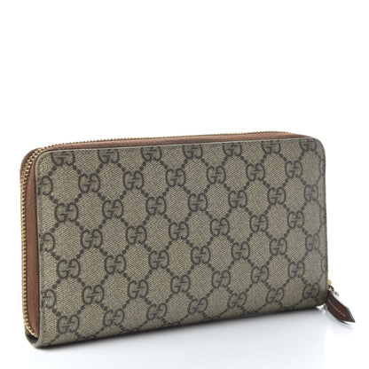 Gucci GG Supreme Monogram Cuoio Toscano Zip Around Organizer Wallet Beige Ebony Cuir 3 of 9