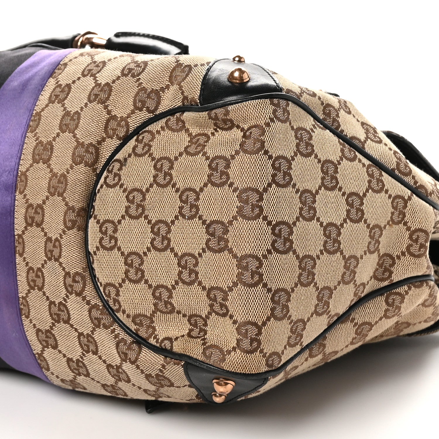 Gucci Monogram Horsebit Web Flap Bag Brown Purple 10 of 12