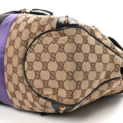 Gucci Monogram Horsebit Web Flap Bag Brown Purple 10 of 12