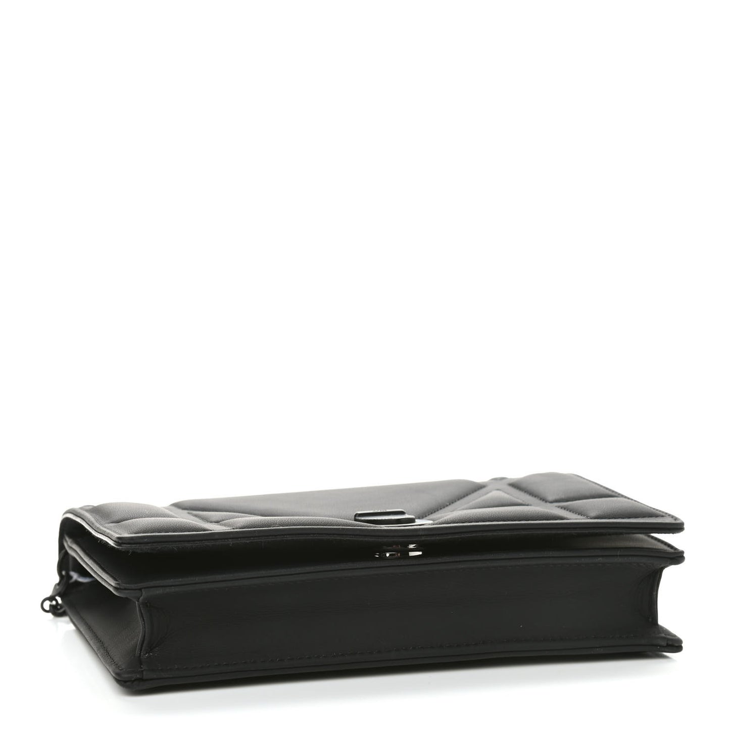 Ultra Matte Calfskin Diorama Wallet on Chain Pouch Black