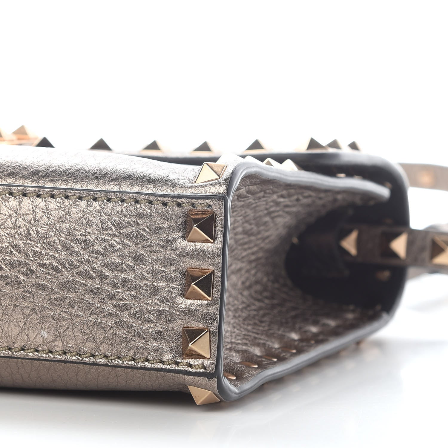 Valentino Garavani Metallic Pebbled Calfskin Medium Rockstud Flip Lock Crossbody Bag Sasso 7 of 7