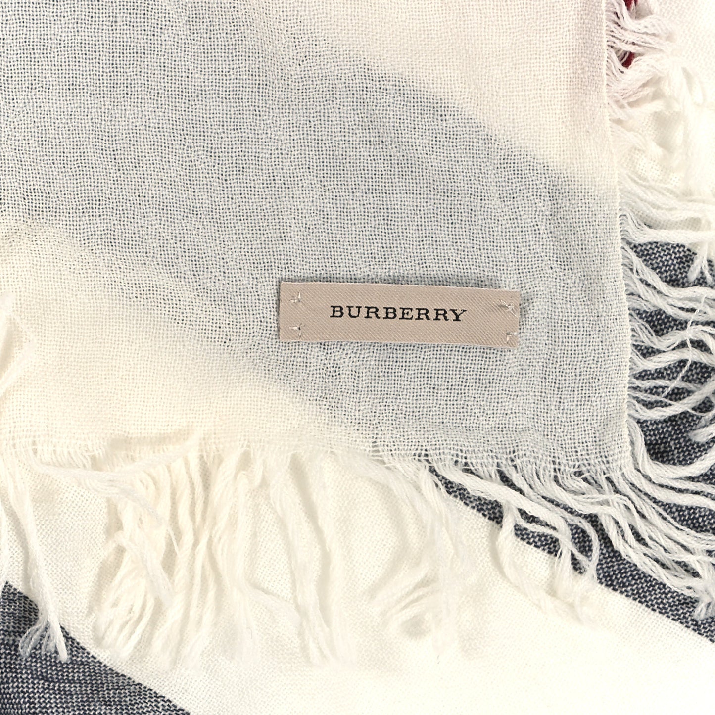 Merino Wool House Check Square Scarf Ivory